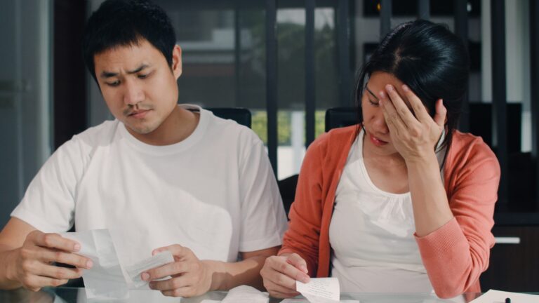 Young Asian Pregnant Couple Records Income Expenses Home Mom Worried Serious Stress While Record Budget Tax Financial Document Working Living Room Home Scaled.jpg