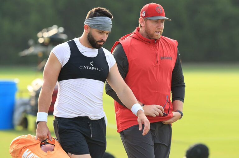 Mayfield Baker Liam Coen Bucs Camp Walk Talk.jpg