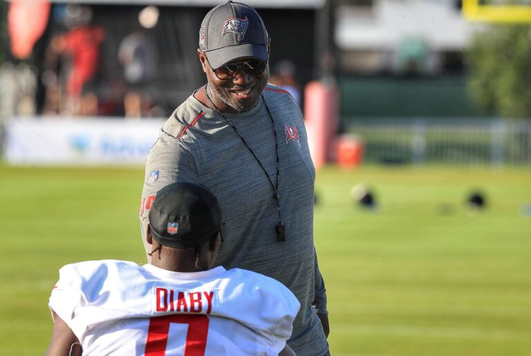 Bowles Todd Yaya Diaby Bucs Camp Smile.jpg